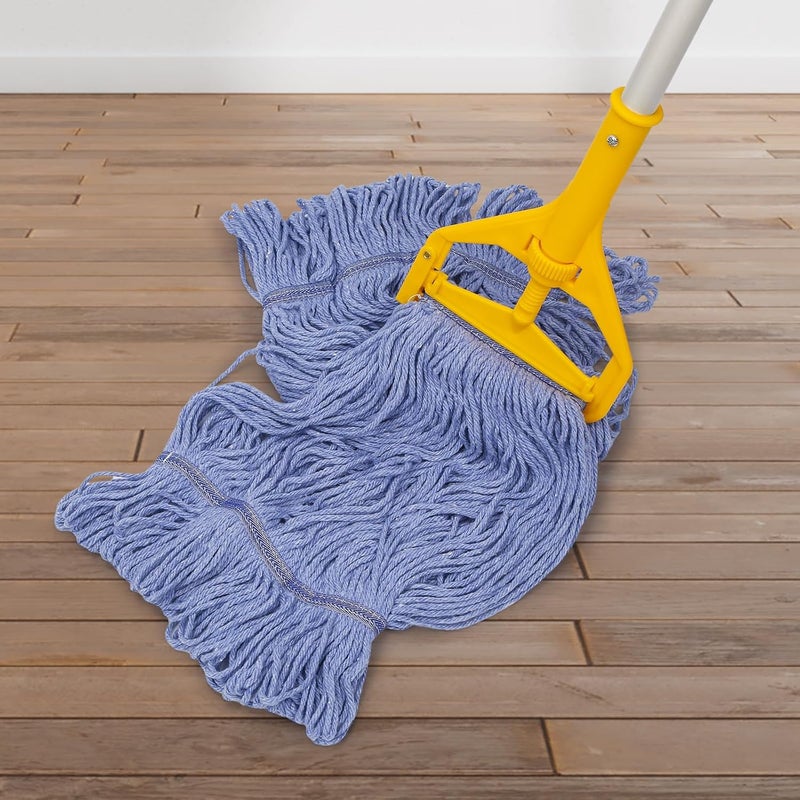 Hakfhsd 2 Pack Heavy Mop Replace Head，mop Head Replacement,Commercial mop Heads,Reusable Mop Head Refills-Replacement Mop Heads SuitableWet Industrial Blue Cotton Looped End String Head Refill (Blue) - Image 4